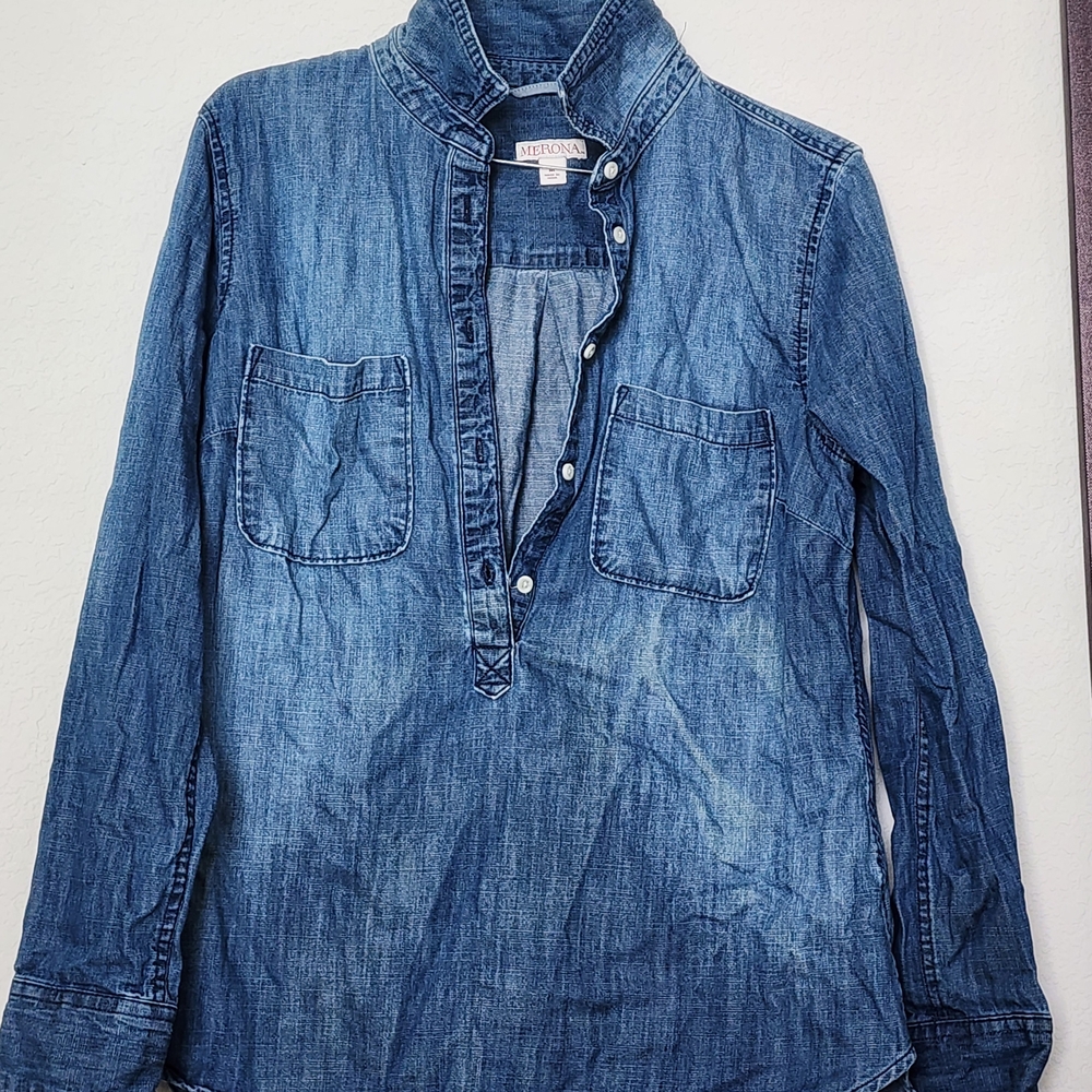 Denim Button-Up Top